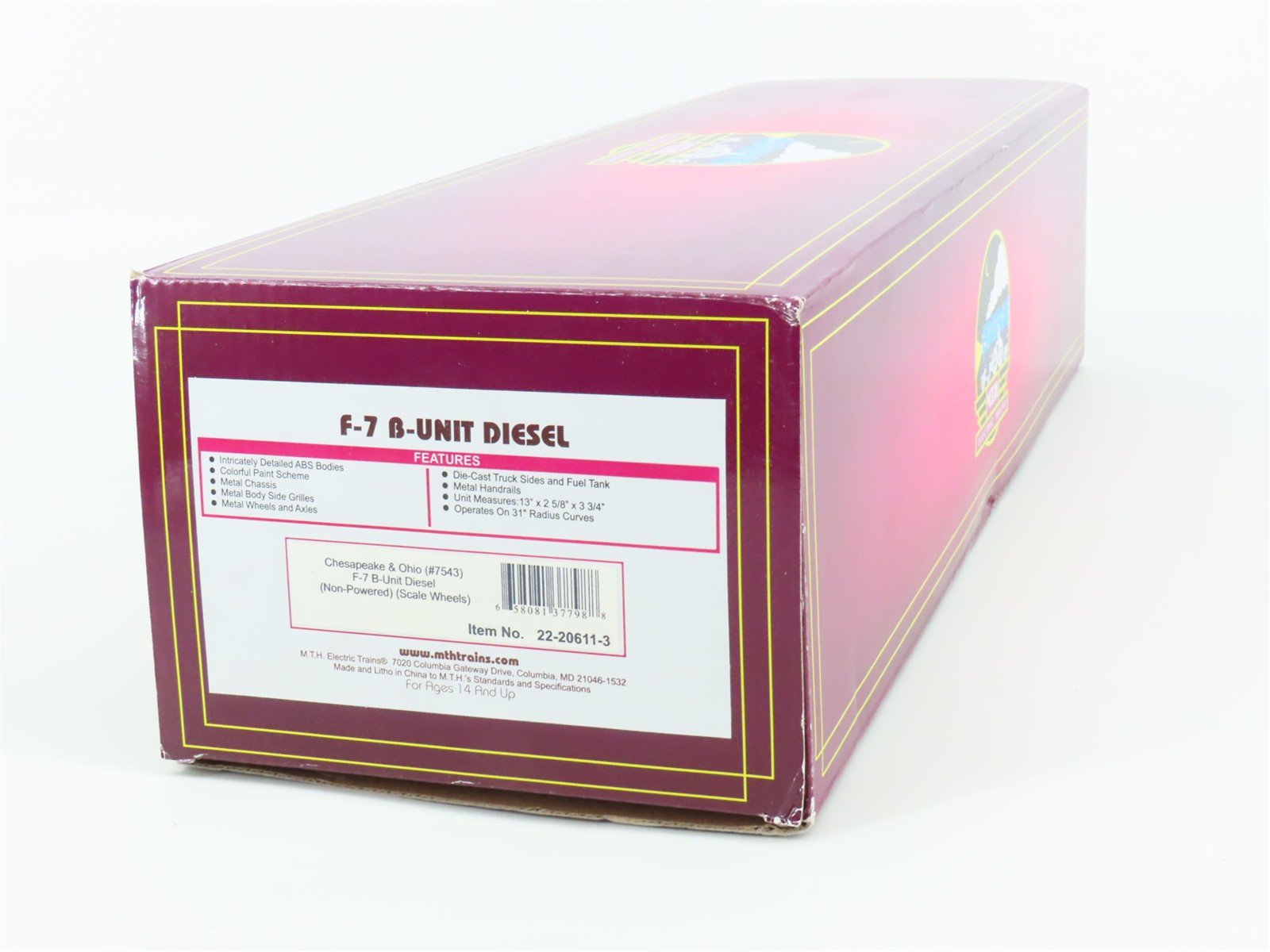 O Scale 2-Rail MTH 22-20611-3 C&O Chesapeake & Ohio F7B Diesel #7543 UNPOWERED