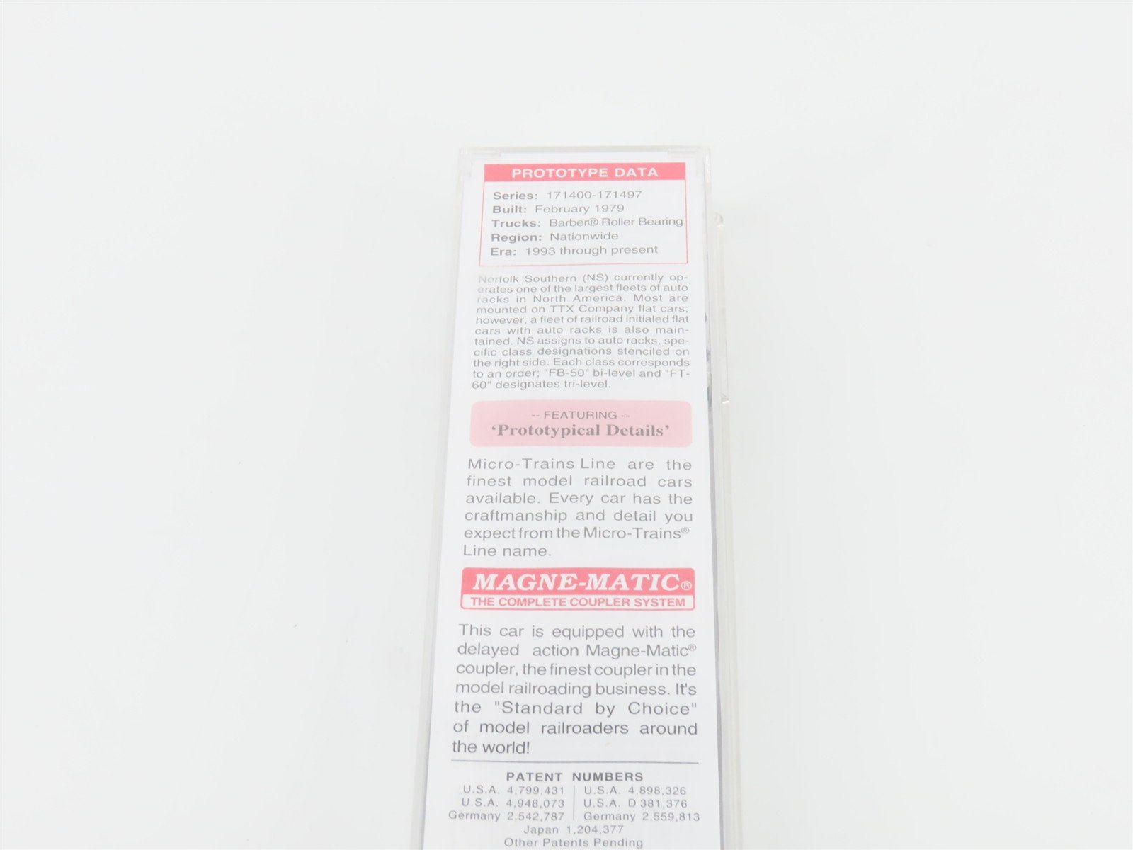 N Scale Micro-Trains MTL 11100071 NS Norfolk Southern 89' Autorack #171428