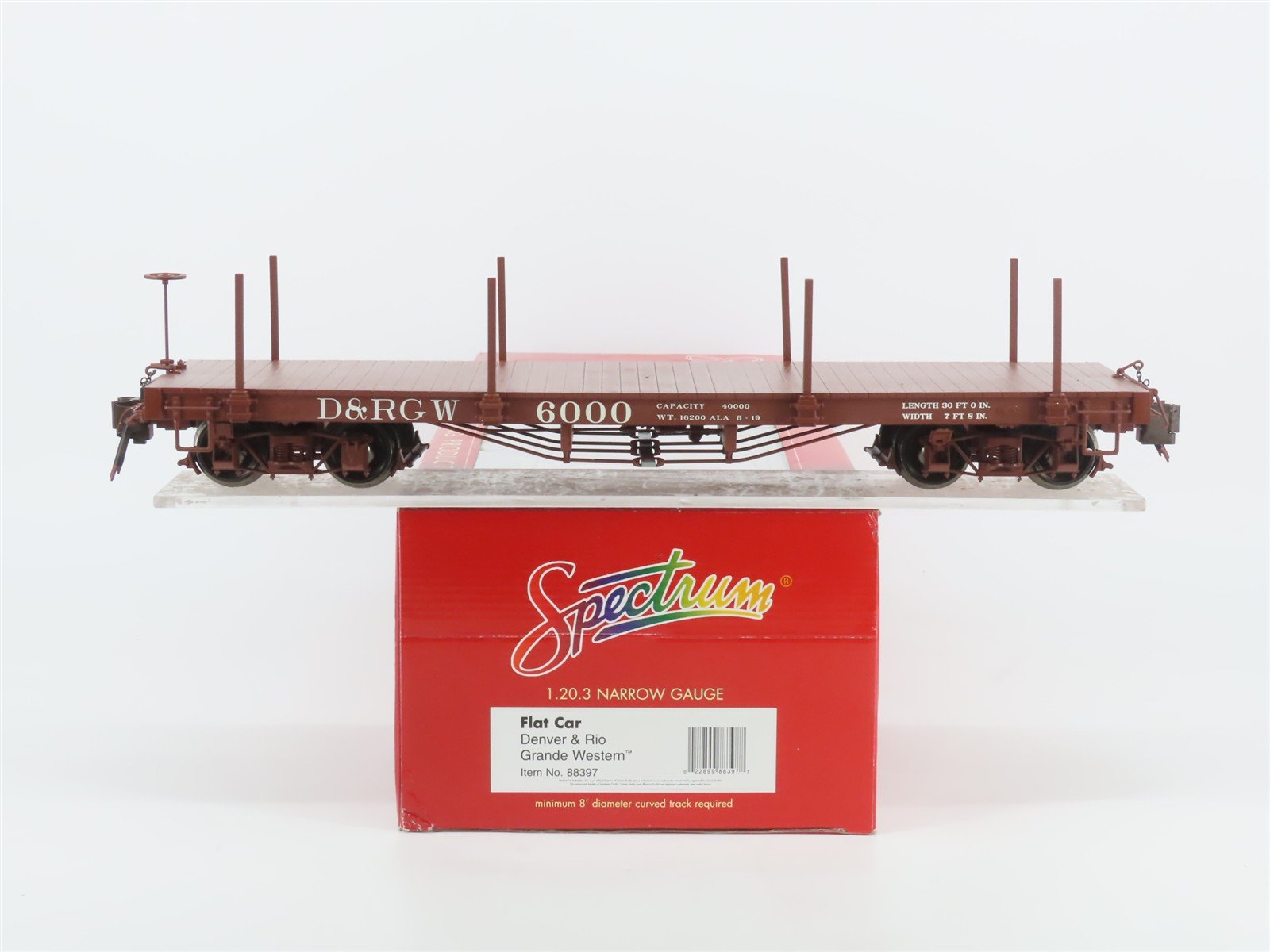 G 1/20.3 Scale Bachmann Spectrum 88397 D&RGW Rio Grande 30' Wood Flat Car #6000