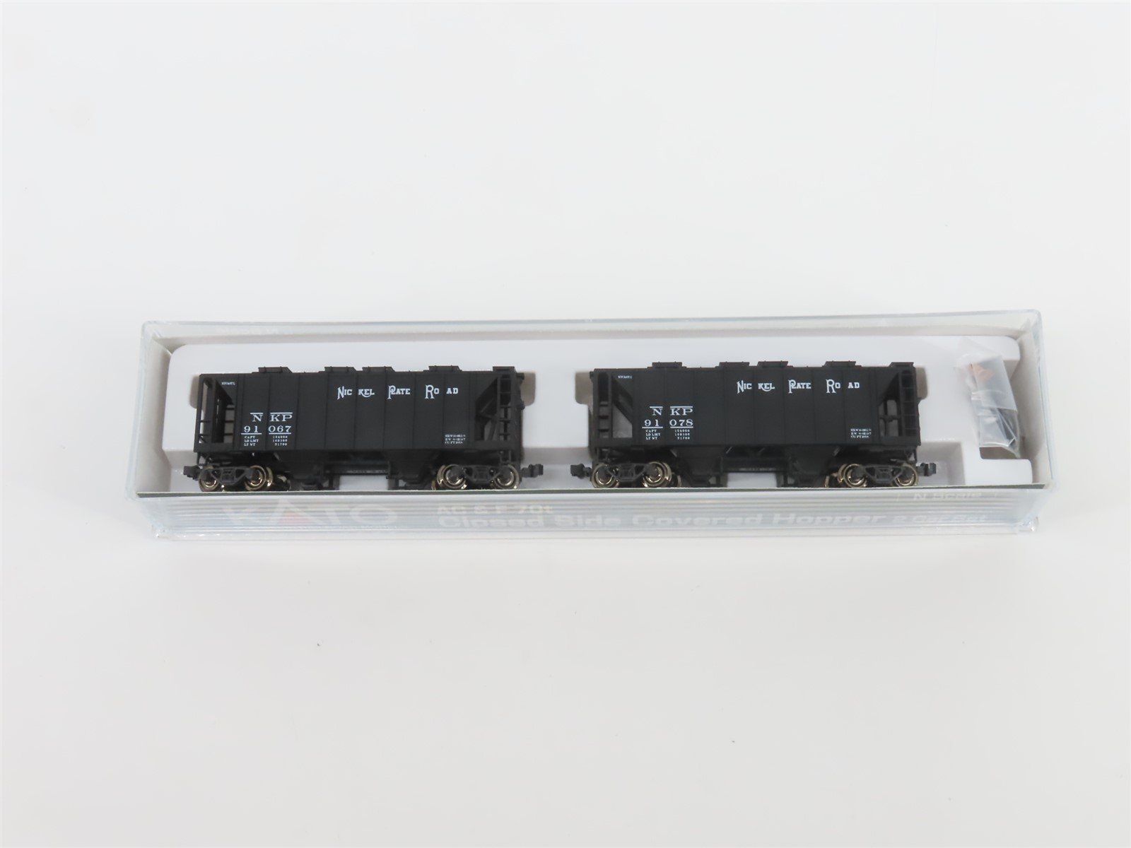N Scale Kato 186-0206 NKP Railway ACF 70ton Covered Hopper 2-Car Pack #2