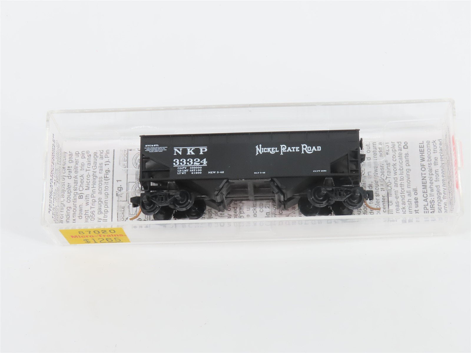 N Scale Micro-Trains MTL 87020 NKP Nickel Plate Road 33' Twin Bay Hopper #33324