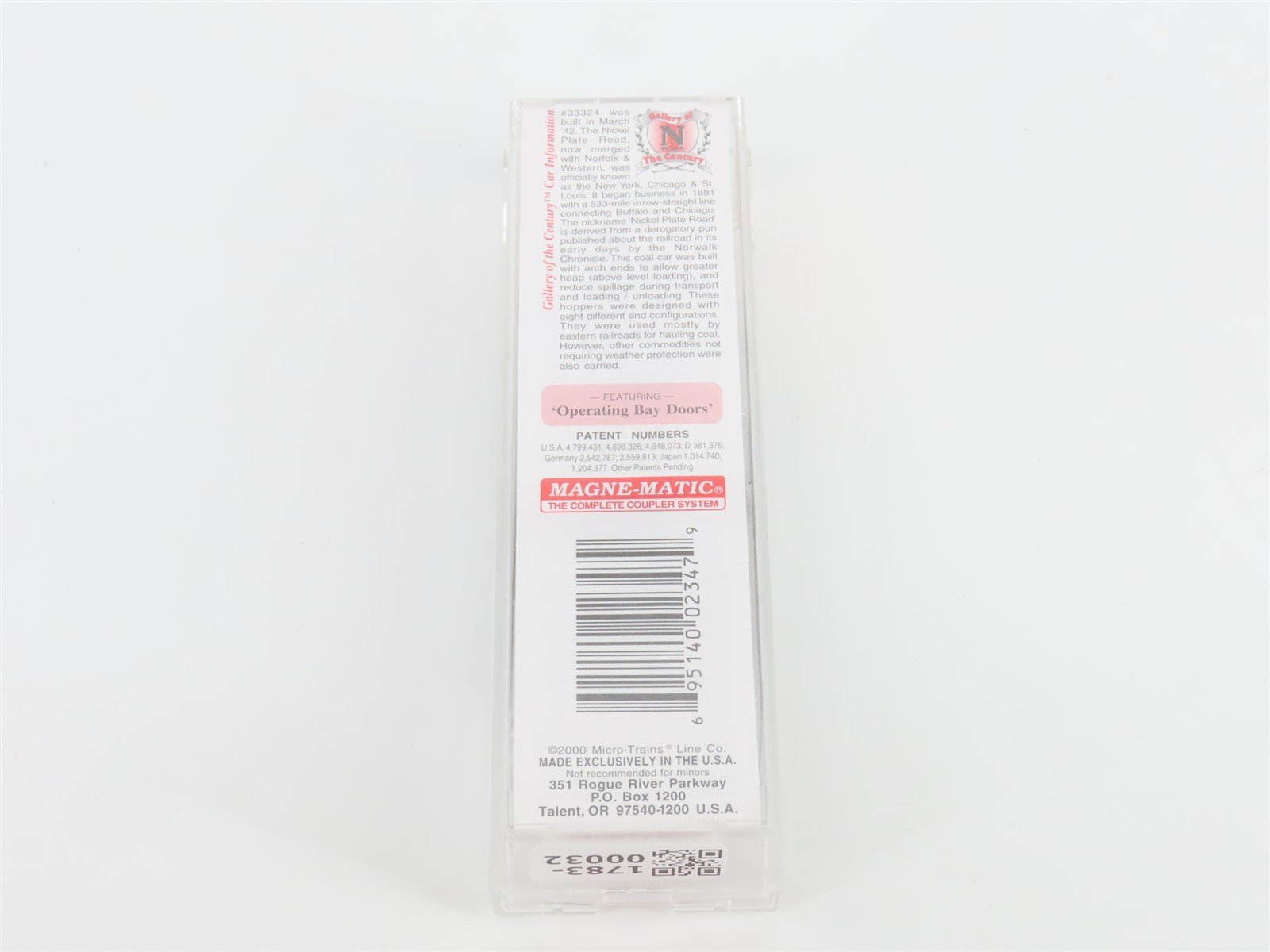 N Scale Micro-Trains MTL 87020 NKP Nickel Plate Road 33' Twin Bay Hopper #33324