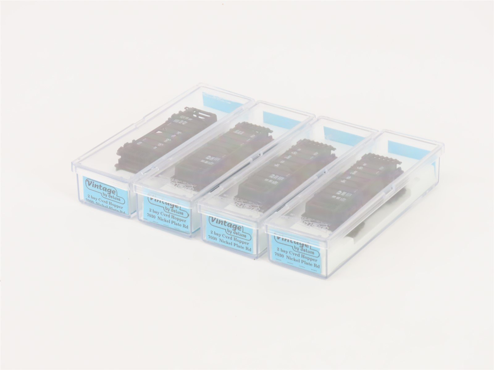 LOT of 4 N Scale Deluxe NKP Nickel Plate Road 2-Bay Covered Hopper Cars