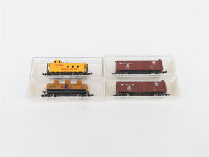 LOT of 4 N Scale Life-Like UP/GN/Shell Caboose, Tankcar, and Boxcars