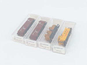 LOT of 4 N Scale Life-Like UP/GN/Shell Caboose, Tankcar, and Boxcars