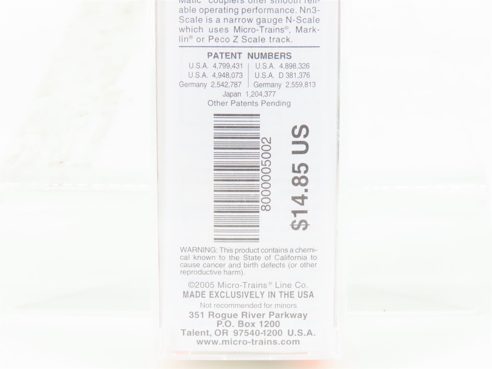 Nn3 Scale Micro-Trains MTL 80000050 D&SNG Durango & Silverton Box Car #3401