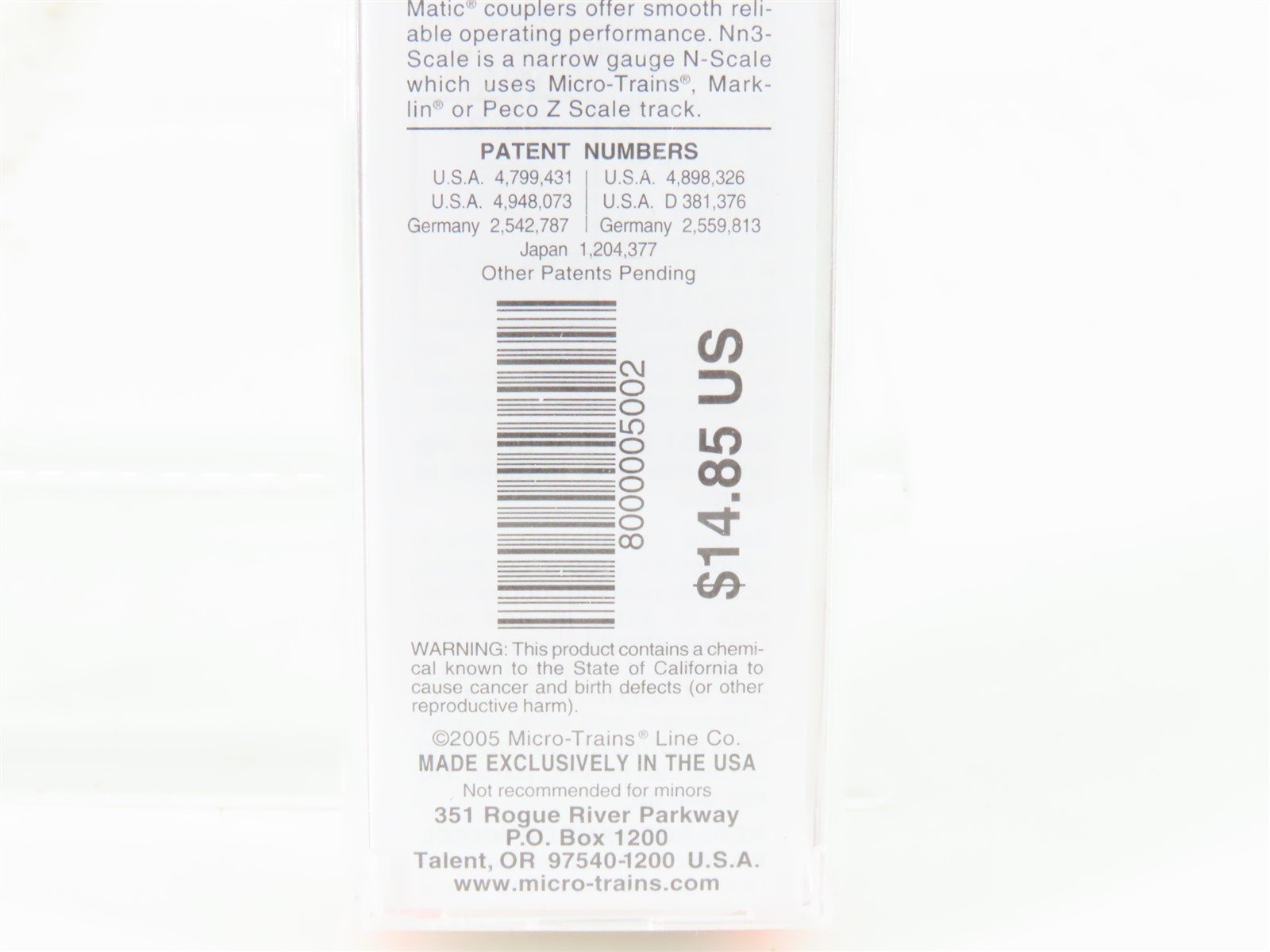 Nn3 Scale Micro-Trains MTL 80000050 D&SNG Durango & Silverton Box Car #3401