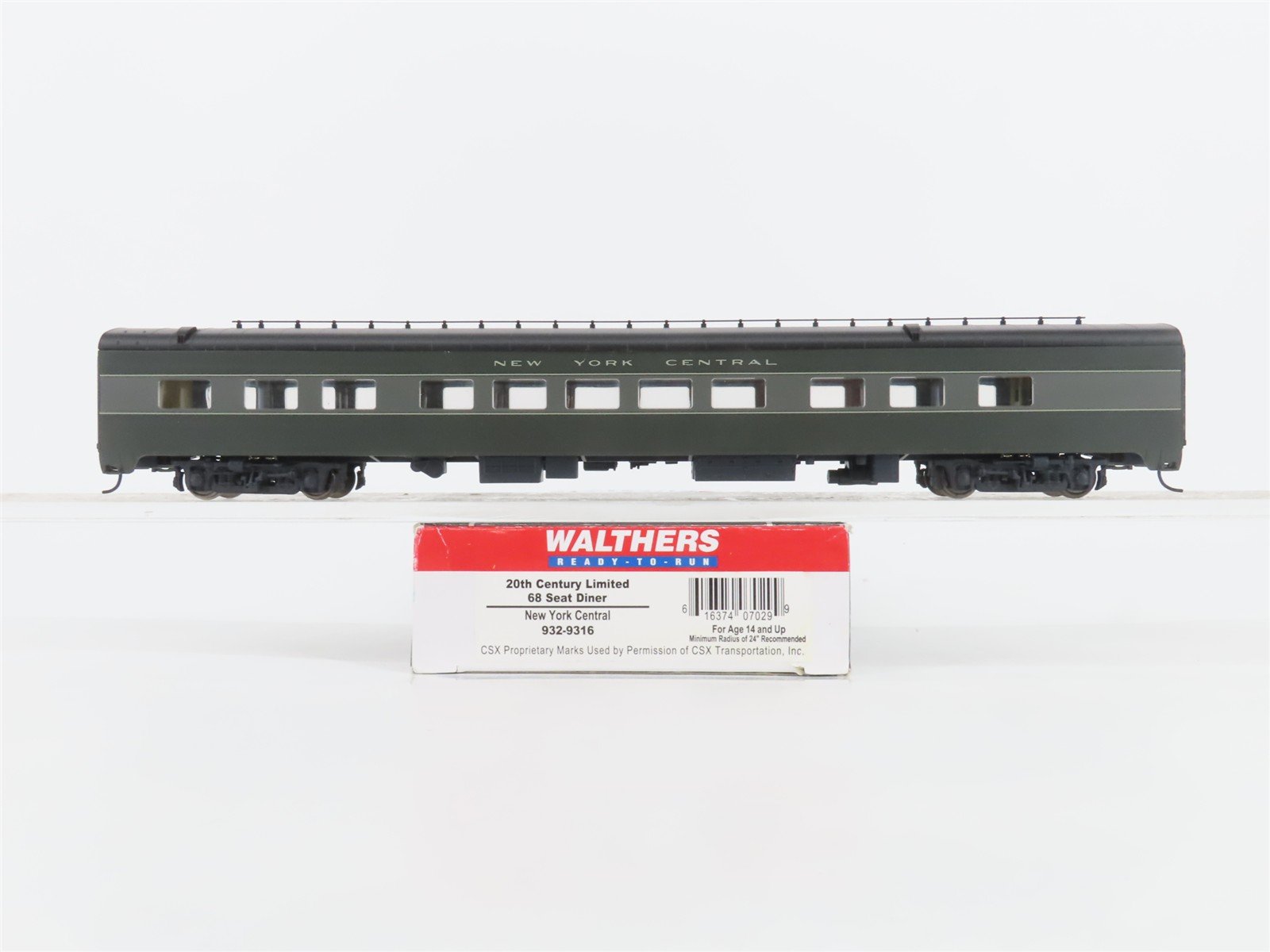 HO Scale Walthers 932-9316 NYC 20th Century Limited 68-Seat Diner Passenger Car