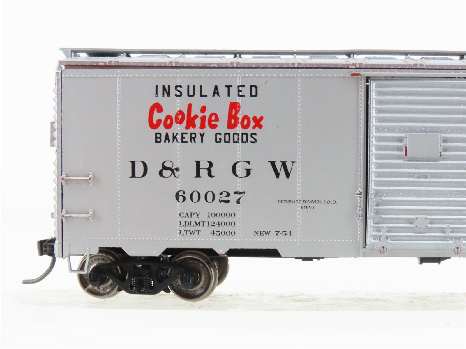 HO Scale D&RGW Rio Grande Cookie Box 40' Single Door Box Car #60027