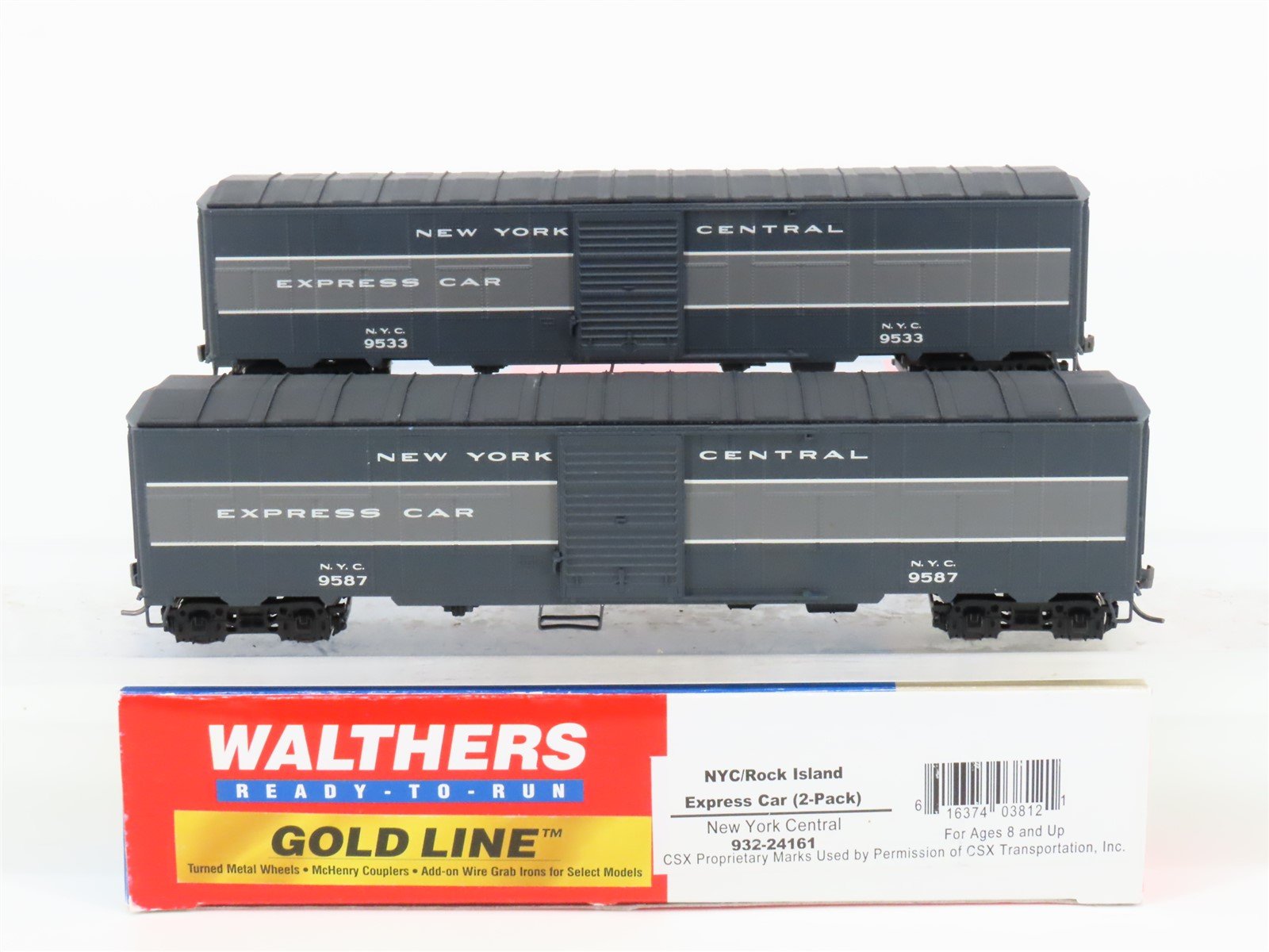 HO Scale Walthers Gold Line 932-24161 NYC/Rock Island Express Box Car (2-Pack)