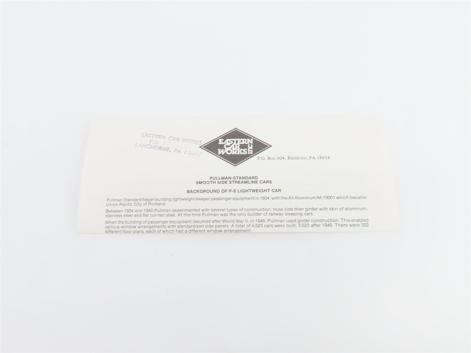 HO Scale Eastern Car Works Kit #1205 Undecorated Sleeper 6-6-4 Passenger Car