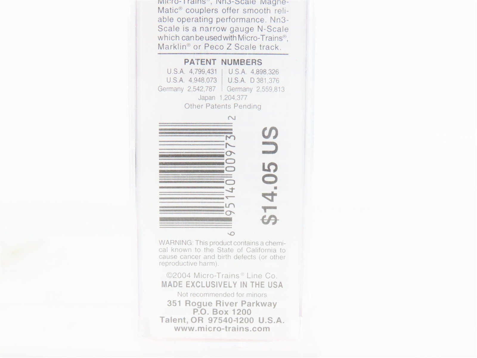 Nn3 Scale Micro-Trains MTL 15111 WP&Y White Pass & Yukon 30' Box Car #740