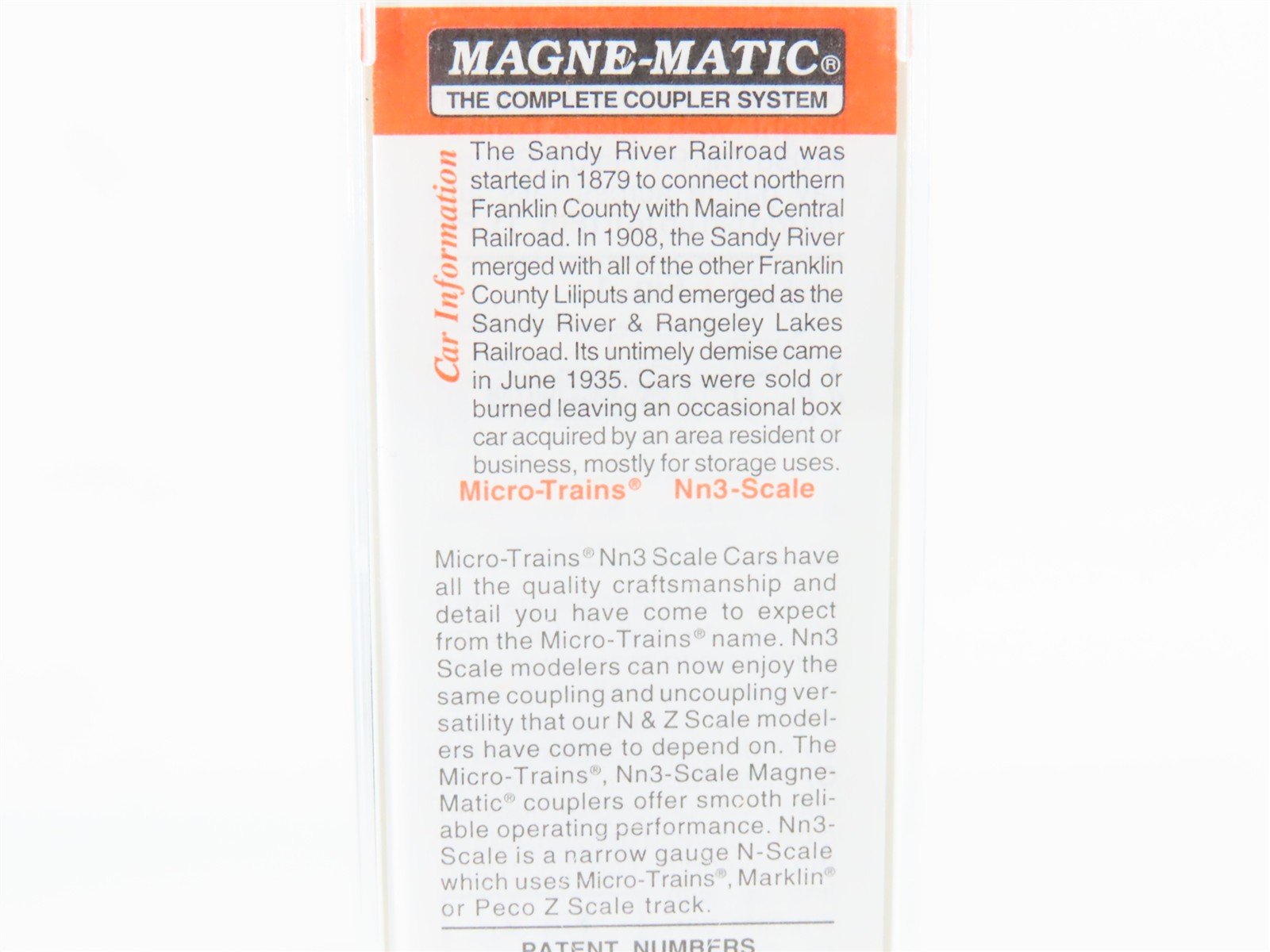 Nn3 Scale Micro-Trains MTL 15115 SR&RL Sandy River & Rangeley Lake Box Car #73