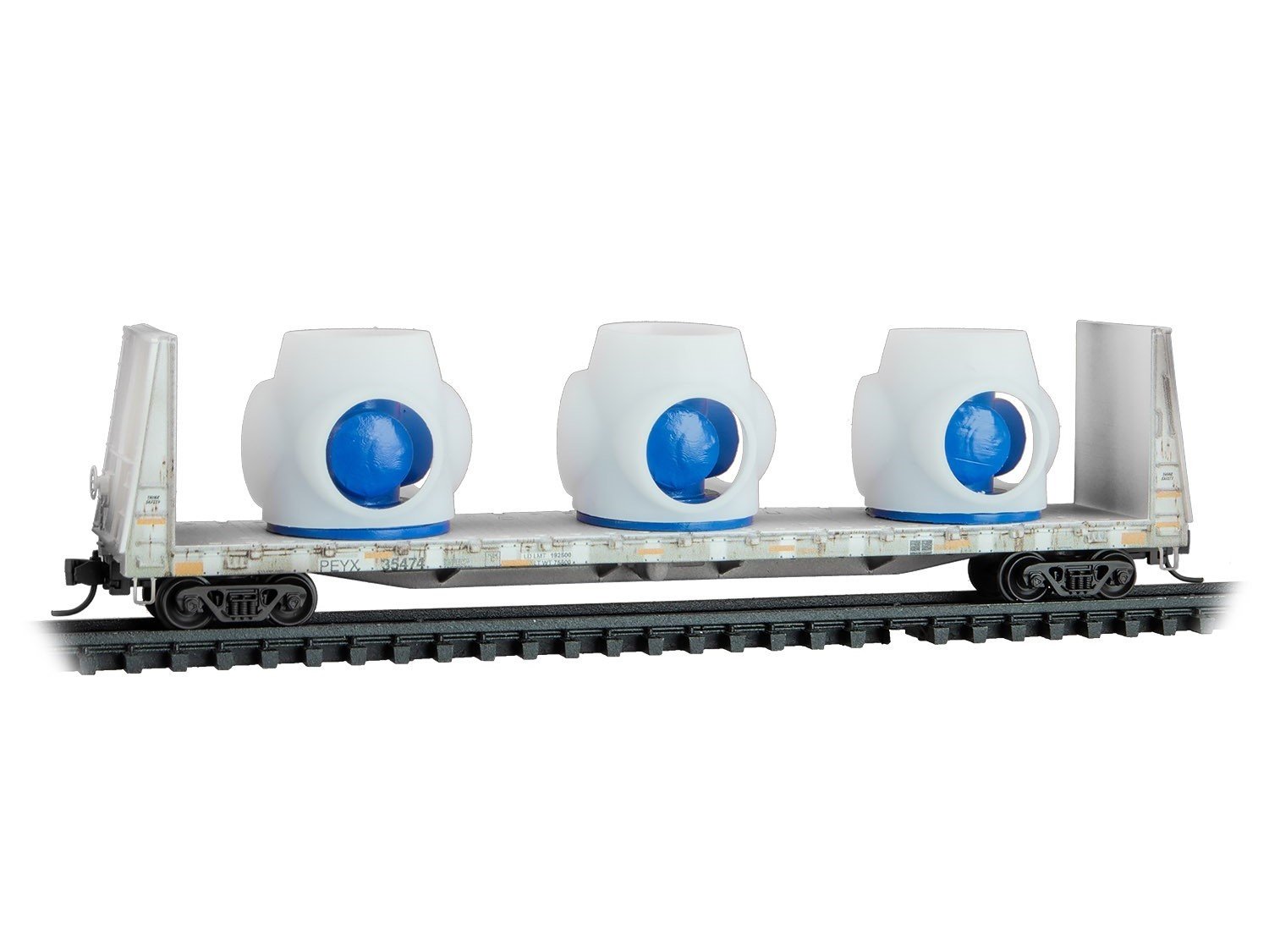 N Micro-Trains MTL 05444470 PEYX 61' Bulkhead Flat Car #35474 w/Load - Weathered