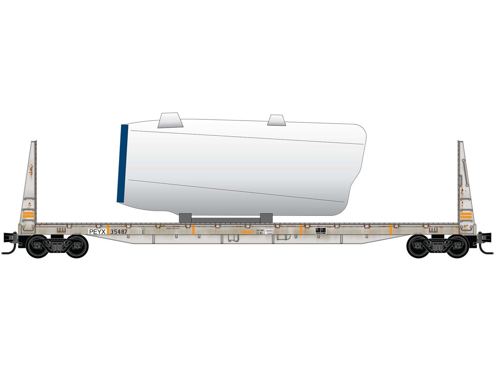 N Micro-Trains MTL 05444471 PEYX 61' Bulkhead Flat Car #35487 w/Load - Weathered