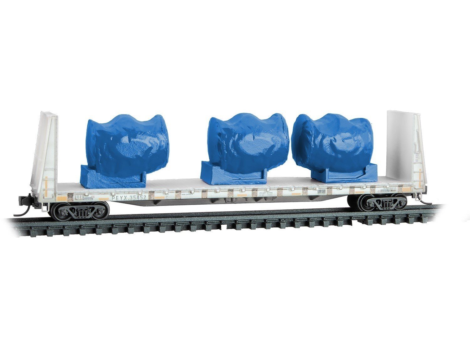 N Micro-Trains MTL 05444472 PEYX 61' Bulkhead Flat Car #35452 w/Load - Weathered