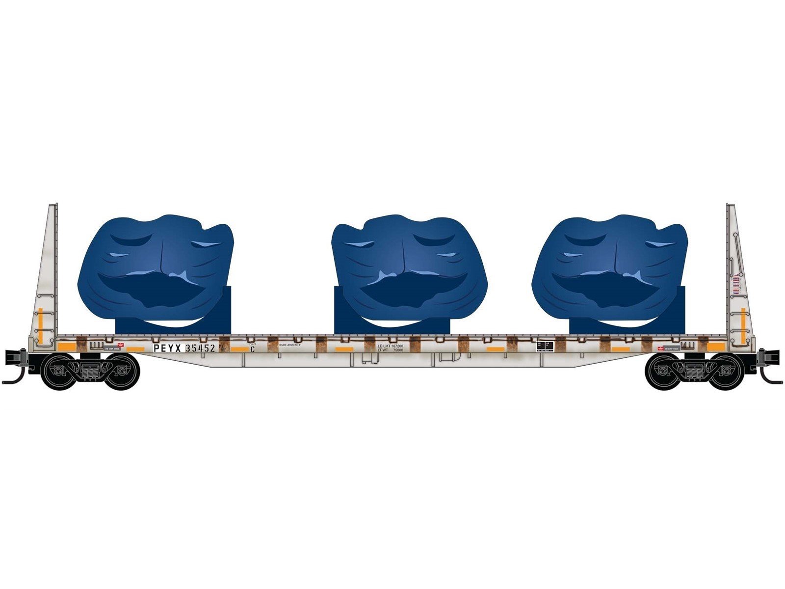 N Micro-Trains MTL 05444472 PEYX 61' Bulkhead Flat Car #35452 w/Load - Weathered