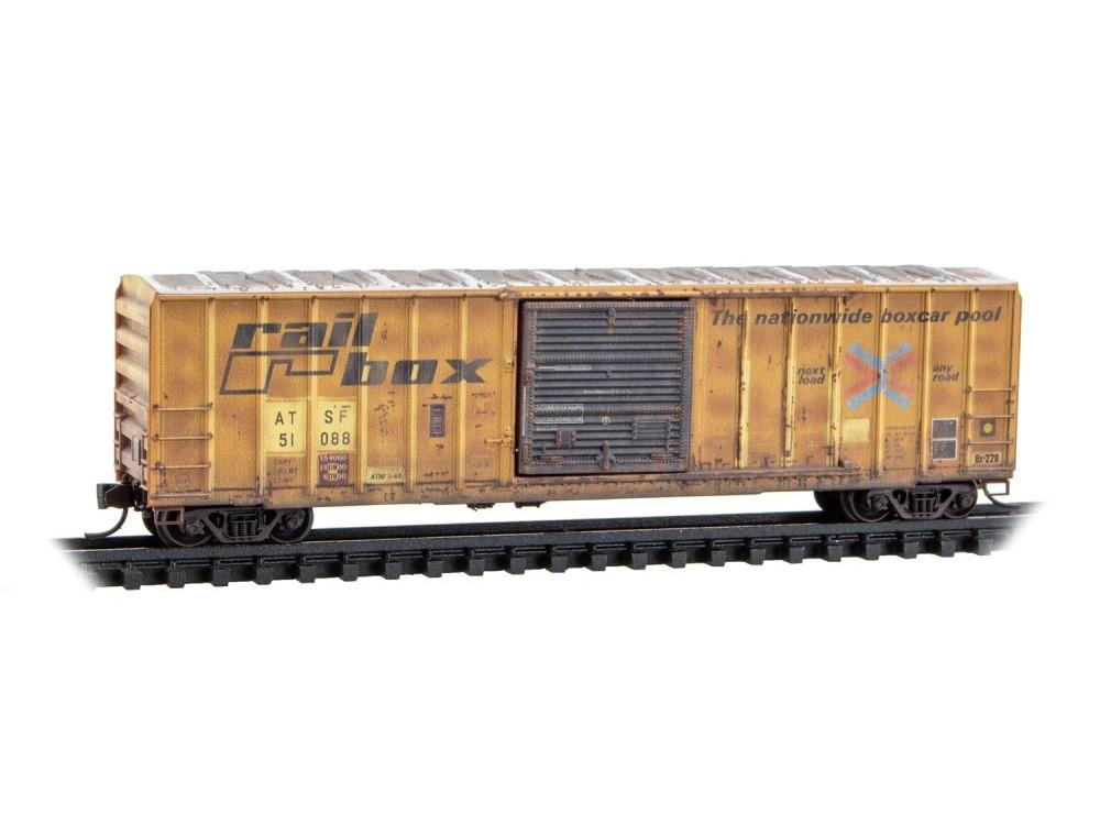 N Scale Micro-Trains MTL 02544446 ATSF/ex-Railbox 50' Box Car #51088 - Weathered