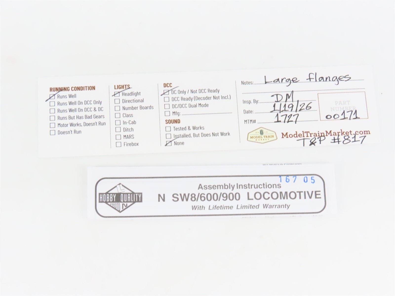 N Scale Life-Like 7699 T&P Texas & Pacific EMD SW8 Diesel Switcher #817