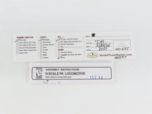 N Scale Life-Like 7054 Unlettered ERIE ALCO PA Diesel #857 - Custom