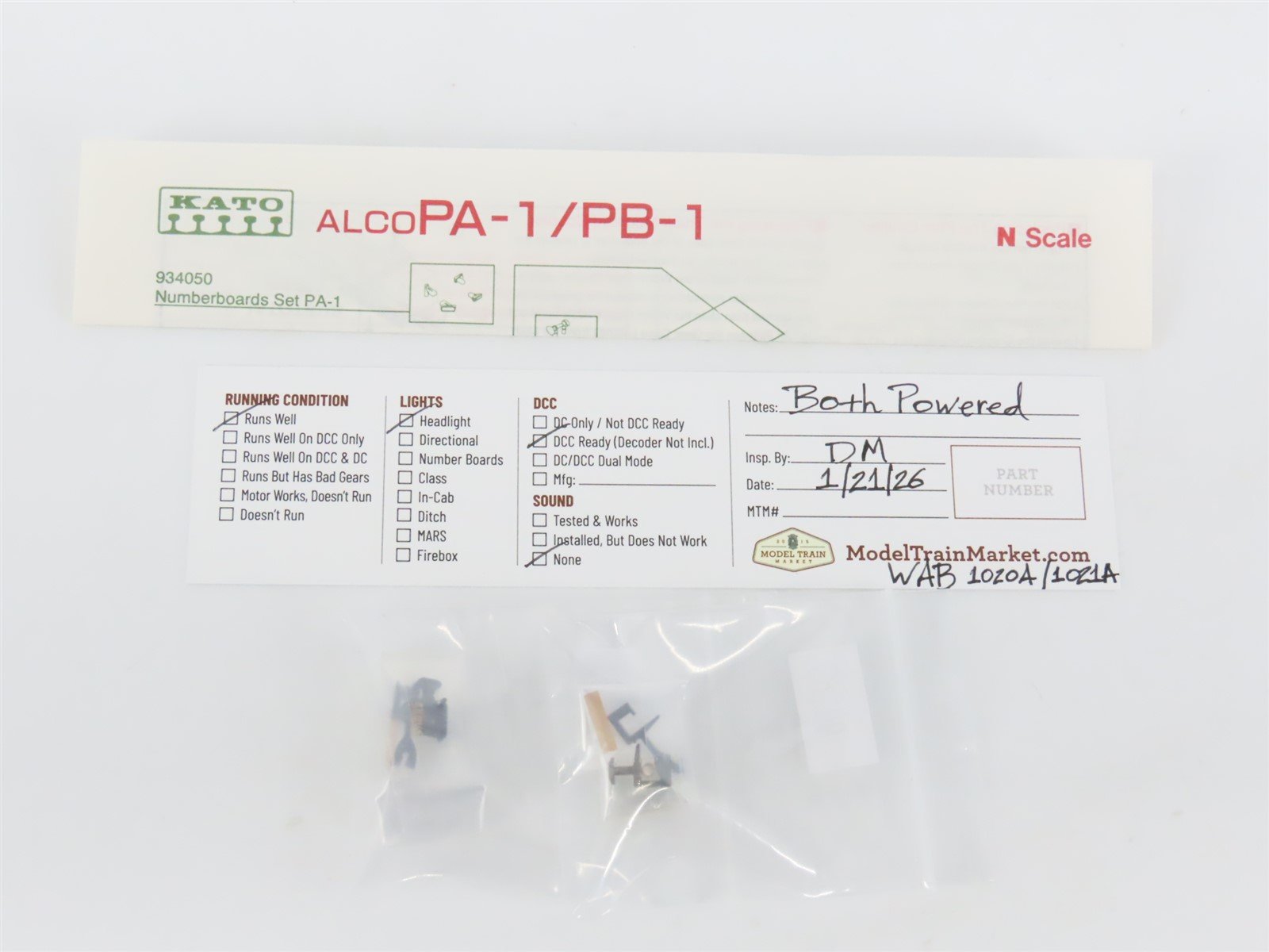 N KATO 106-0901 WAB Wabash ALCO PA1/PA1 Diesel Set #1020A/1021A - DCC Ready