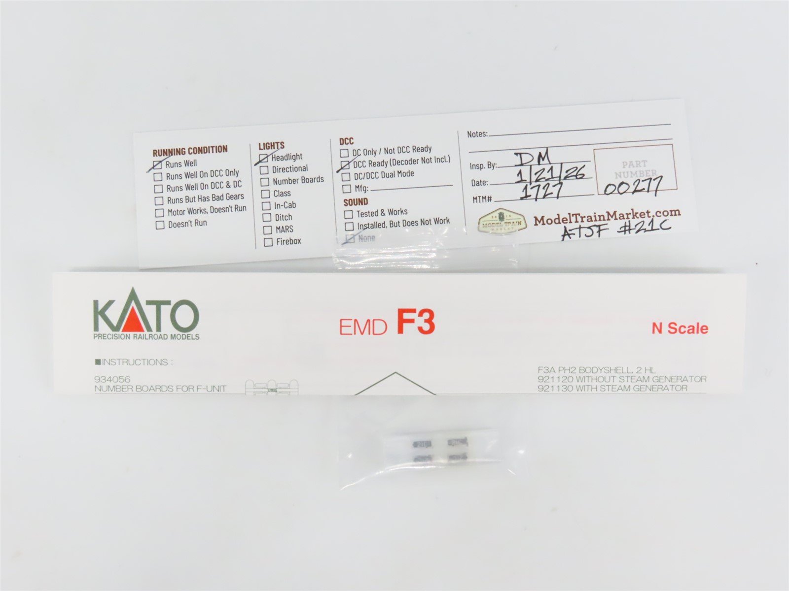 N Scale KATO 176-1102 ATSF Santa Fe EMD F3A Diesel #21C - DCC Ready