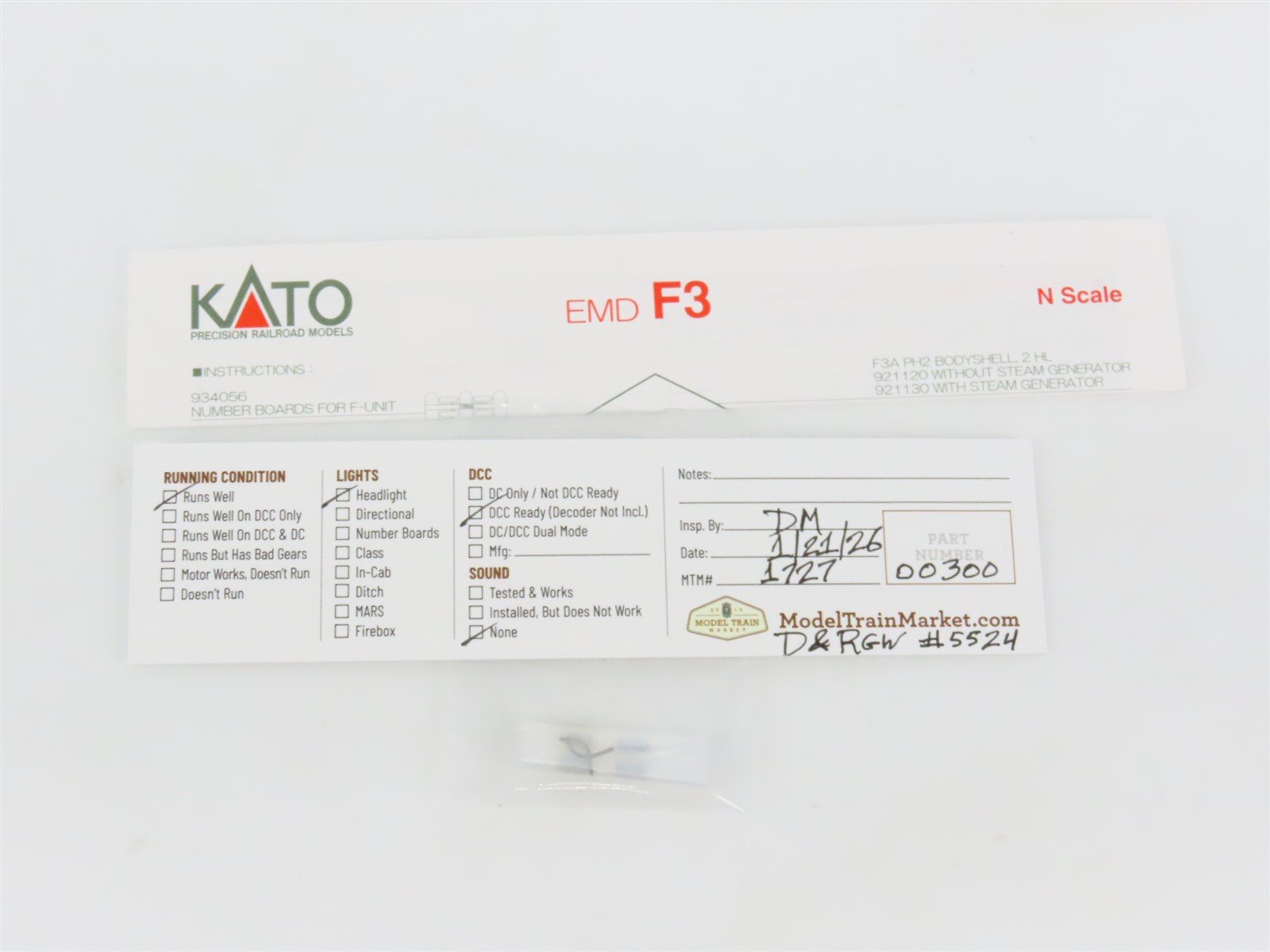 N Scale KATO 176-1101 D&RGW Rio Grande EMD F3A Diesel #5524 - DCC Ready