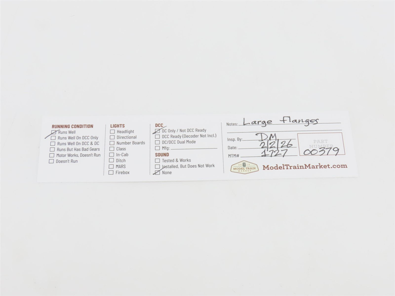 N Scale Life-Like 7497 KCS Kansas City Southern FM Erie-Built B-Unit Diesel #62B