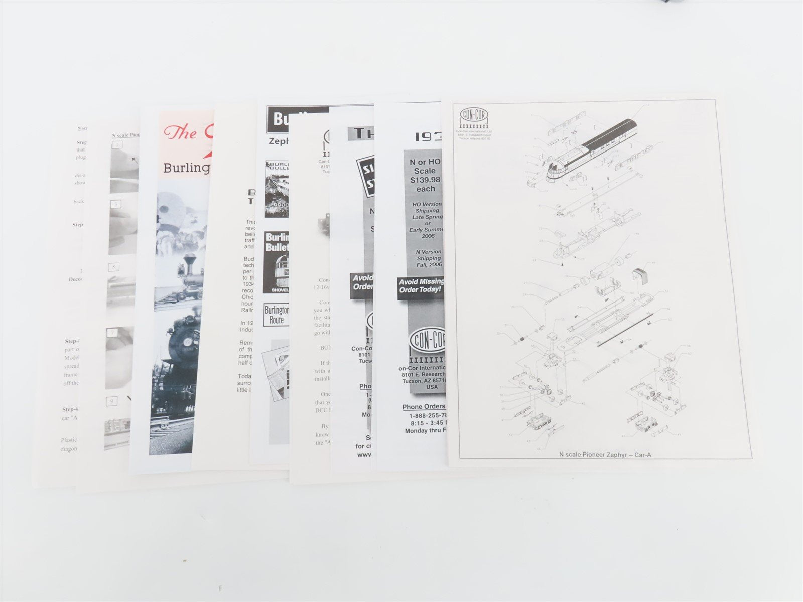 N Scale Con-Cor CBQ Burlington Pioneer Zephyr Diesel Passenger Set #9900