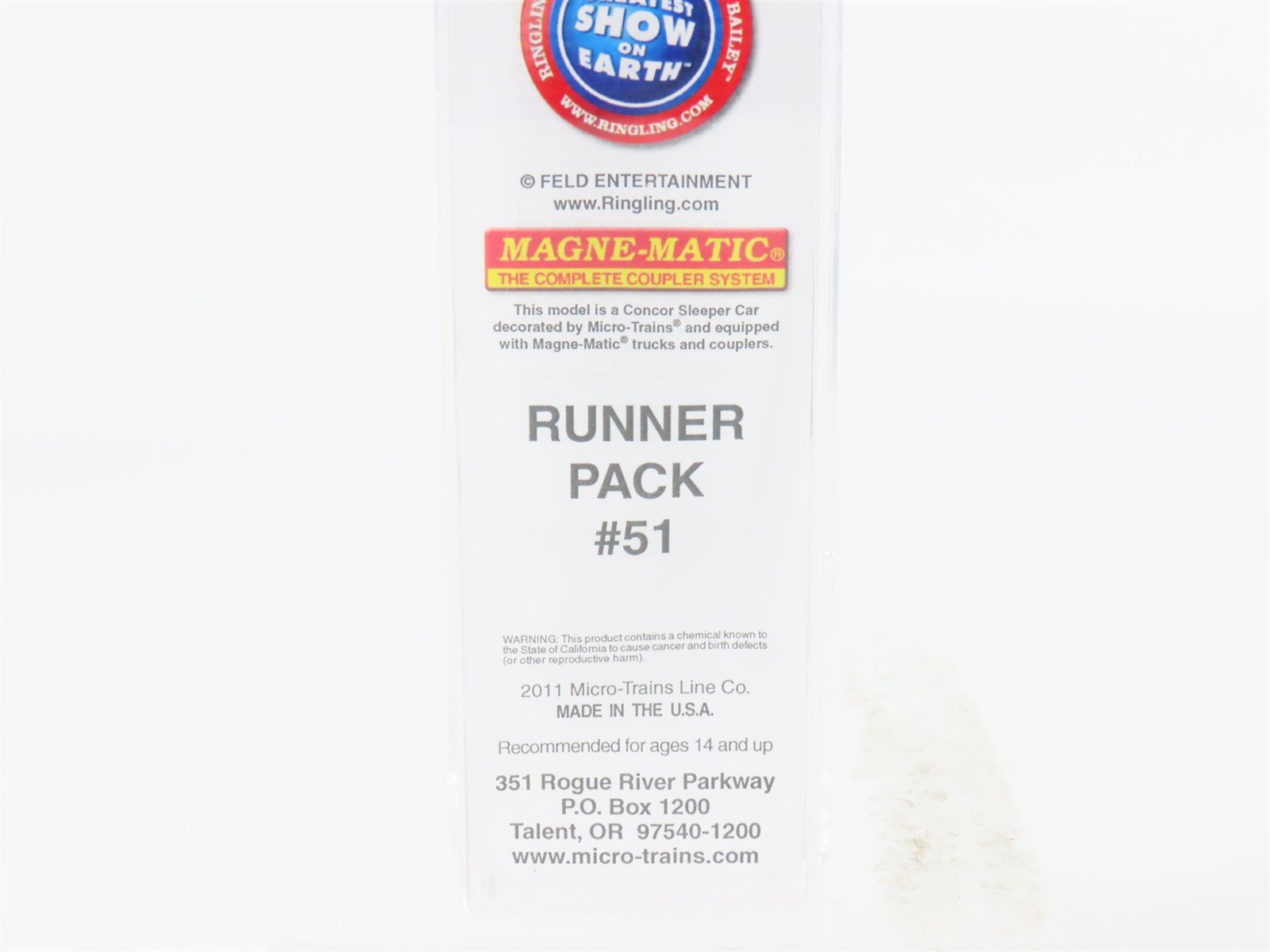 N Micro-Trains Con-Cor 98552605 Ringling Bros Barnum & Bailey 83' Passenger #139