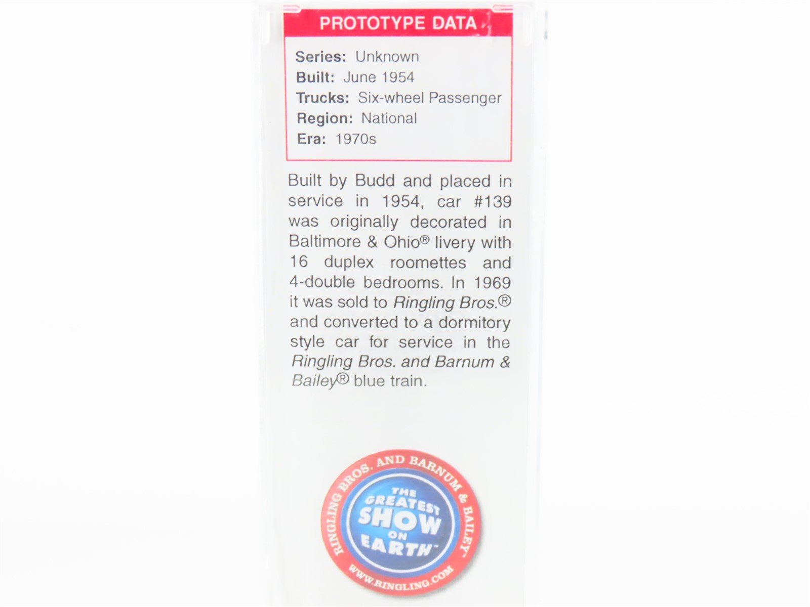 N Micro-Trains MTL Con-Cor 98552605 Ringling Bros Barnum & Bailey Passenger #139