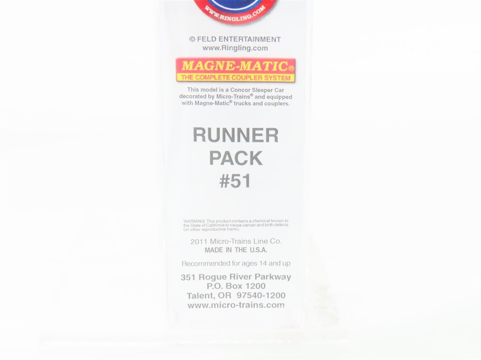 N Micro-Trains MTL Con-Cor 98552605 Ringling Bros Barnum & Bailey Passenger #139