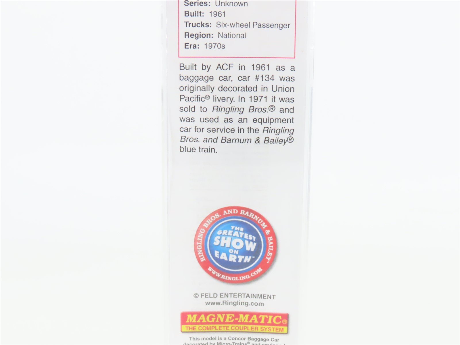 N Micro-Trains MTL Con-Cor 98553606 Ringling Bros Barnum & Bailey Passenger #134