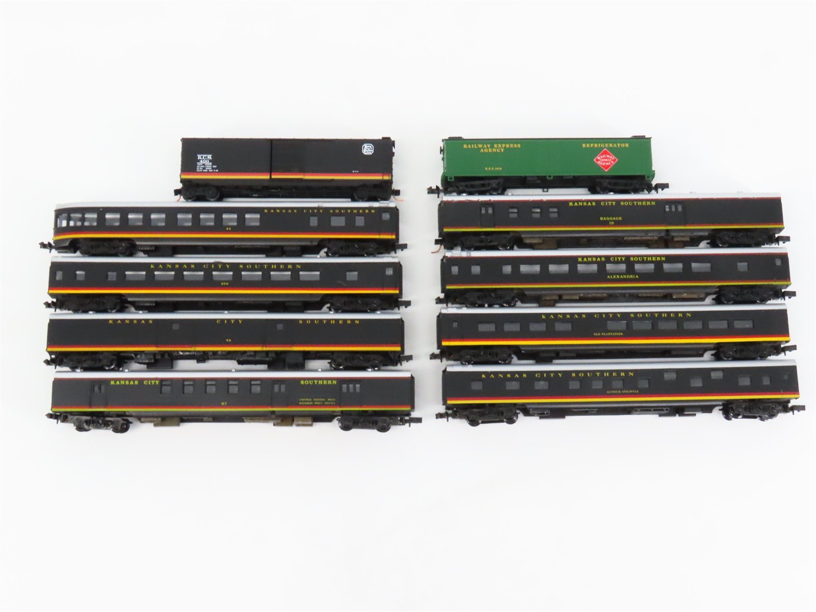 N Scale Con-Cor KCS "Southern Belle" 10-Car Passenger & Freight Car Set