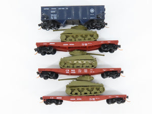 LOT of 4 N Scale Micro-Trains CN/CB&Q/DAFX Hopper & Flatcars w/ Tank Loads