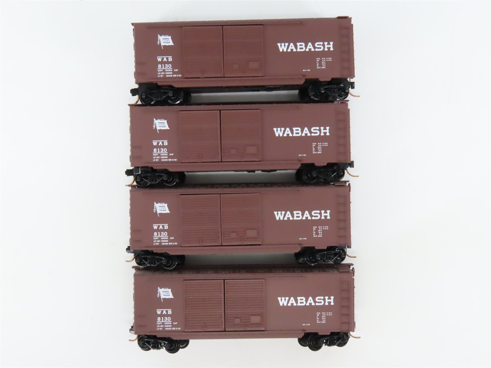 LOT of 4 N Scale Micro-Trains MTL WAB Wabash 40' Boxcars