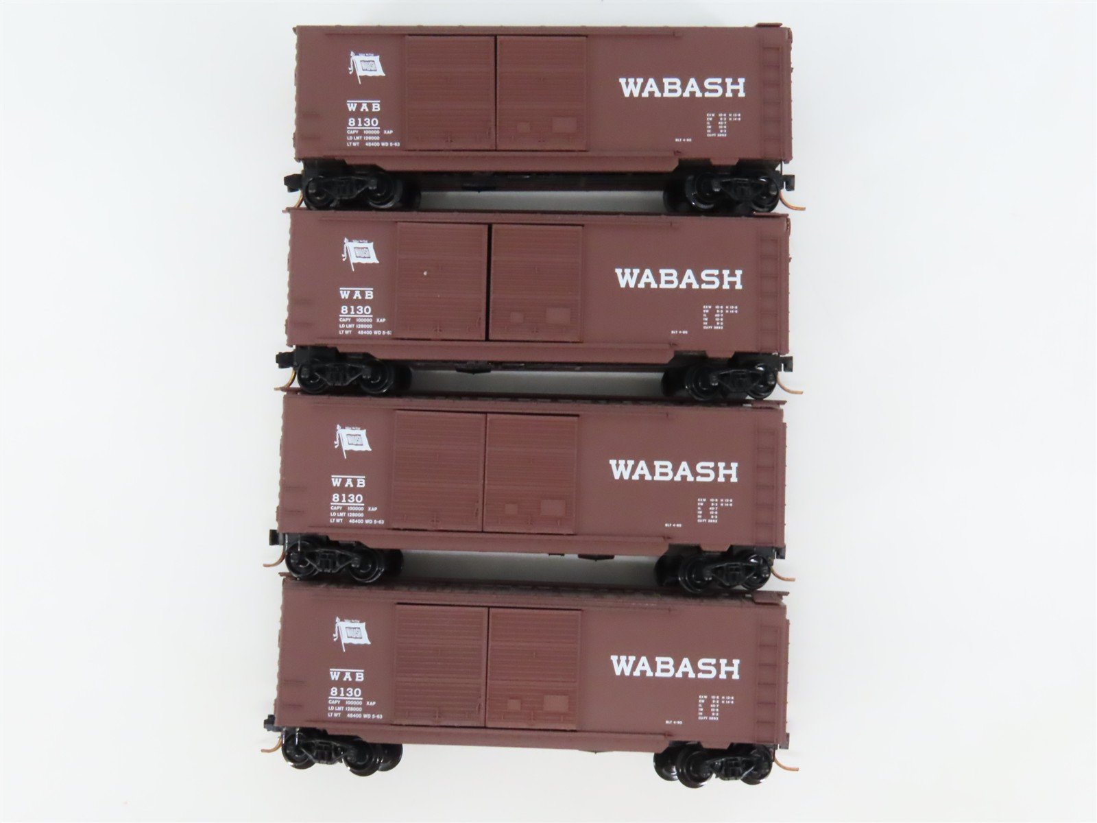LOT of 4 N Scale Micro-Trains MTL WAB Wabash 40' Boxcars