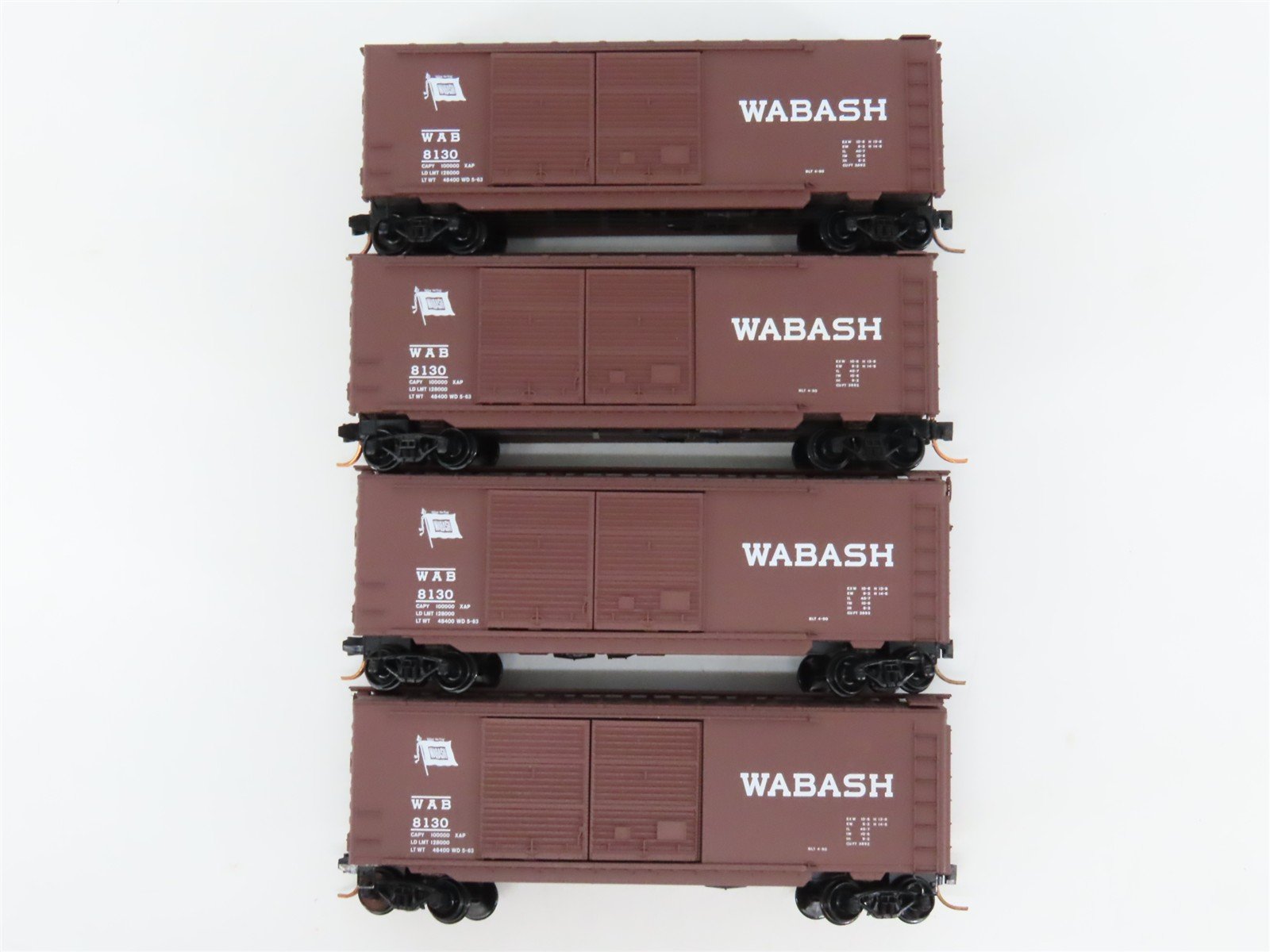 LOT of 4 N Scale Micro-Trains MTL WAB Wabash 40' Boxcars