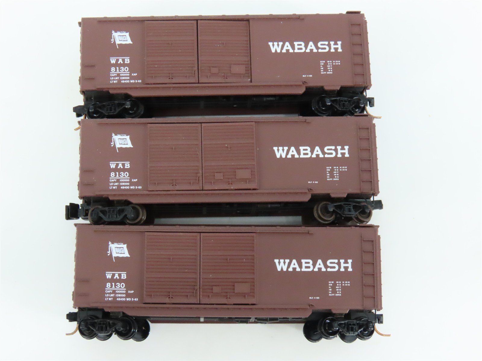LOT of 3 N Scale Micro-Trains MTL WAB Wabash 40' Boxcars