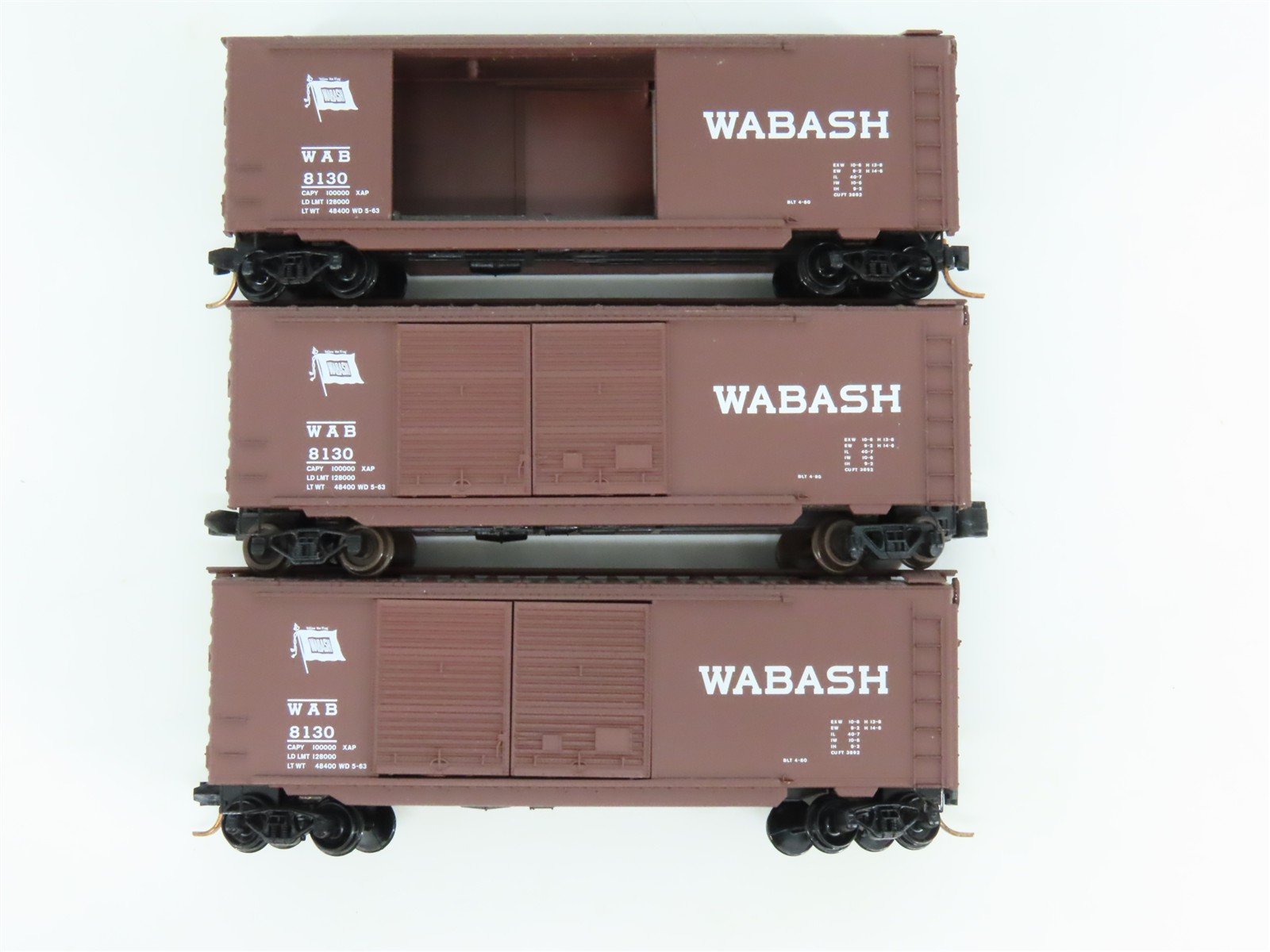 LOT of 3 N Scale Micro-Trains MTL WAB Wabash 40' Boxcars