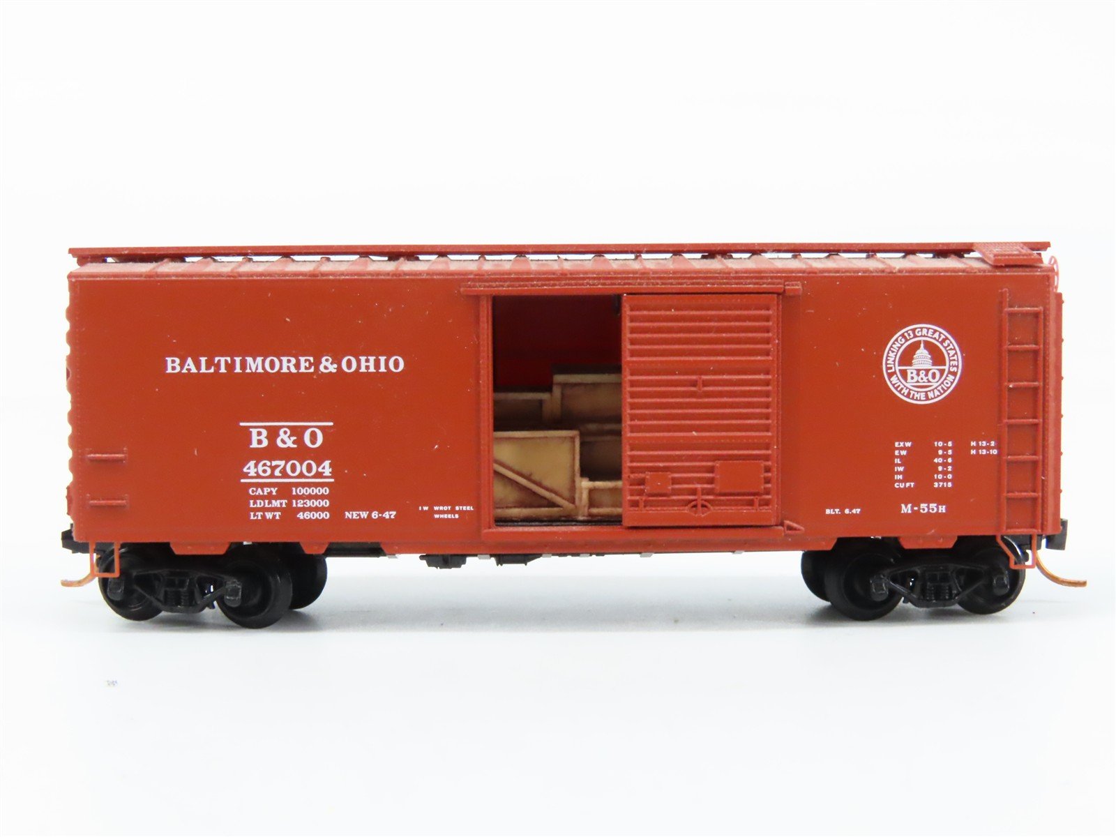 N Scale Micro-Trains MTL B&O Baltimore & Ohio 40' Boxcar #467004 w/ Load