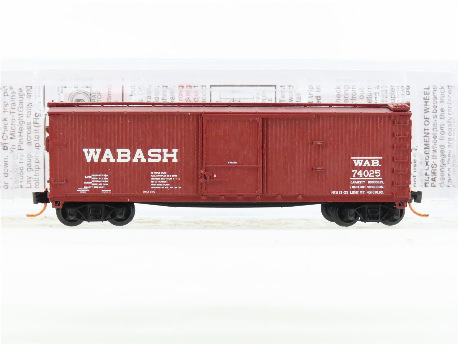 N Scale Micro-Trains MTL 03954120 WAB Wabash 40' Wood Boxcar #74025