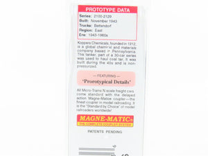 N Scale Micro-Trains 06500670 KPCX Kopper Company Single Dome Tankcar #2105