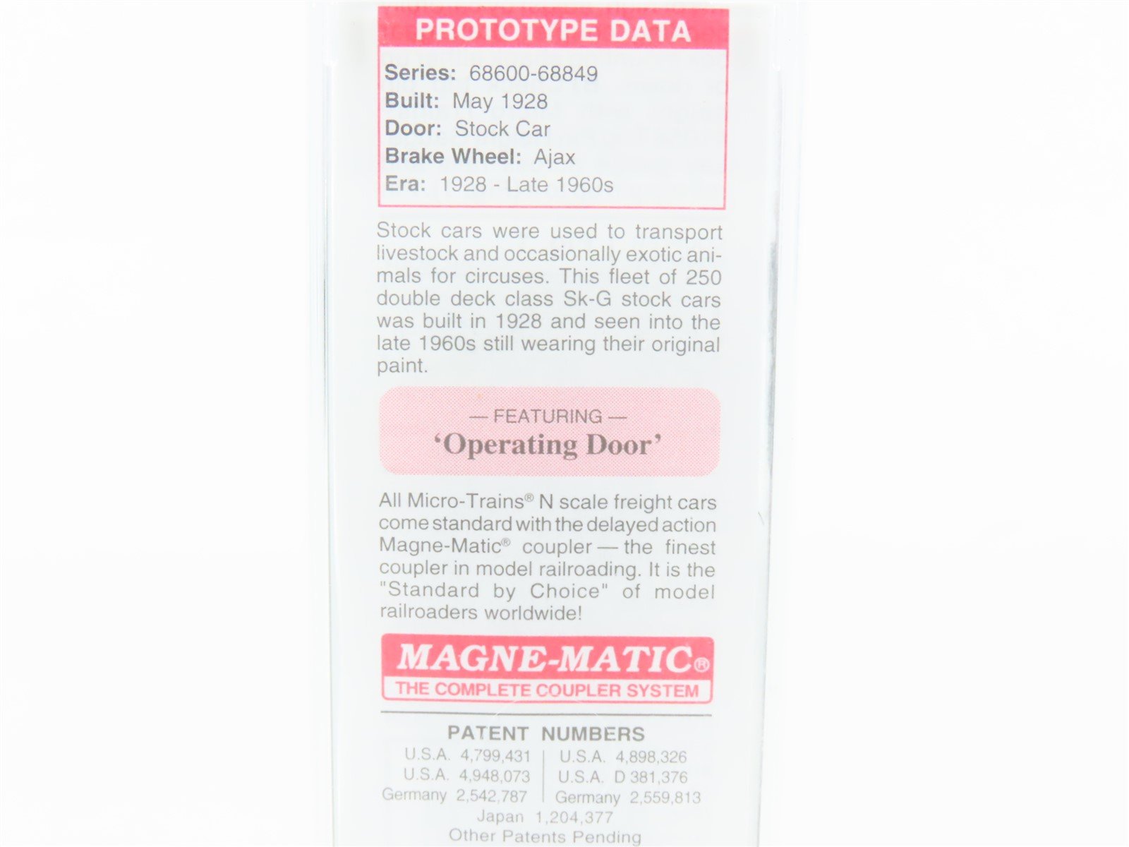 N Scale Micro-Trains MTL 35070 ATSF Santa Fe 40' Despatch Stock Car #68650