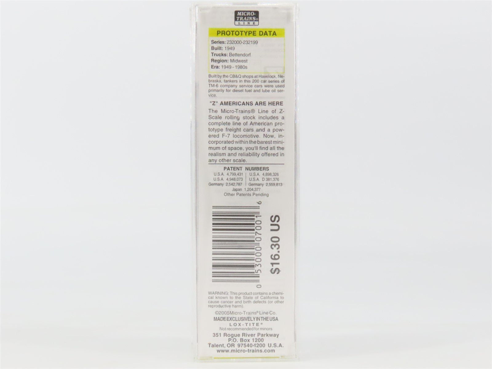 Z Micro-Trains MTL 53000070 CBQ Burlington 39' Single Dome Tankcar #232076