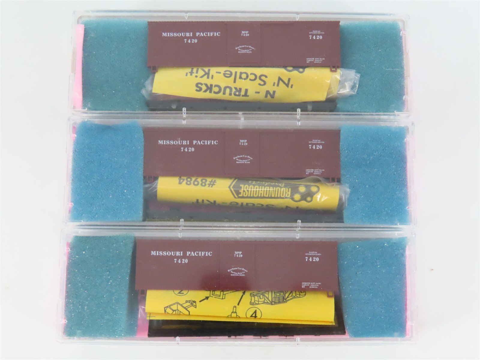 LOT of 3 N Scale Roundhouse 8775 MP Missouri Pacific 36' Boxcar Kits