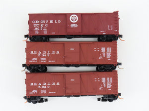 LOT of 3 N Scale Atlas RDG Reading / CC&O Clinchfield Single Door Box Cars