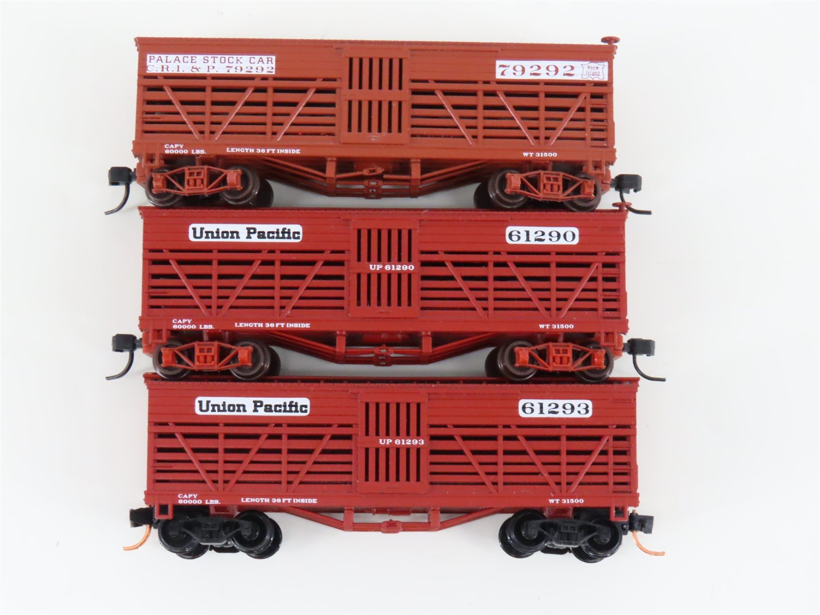 LOT of 3 N Scale Athearn UP/CRI&P Railroad Stock Cars