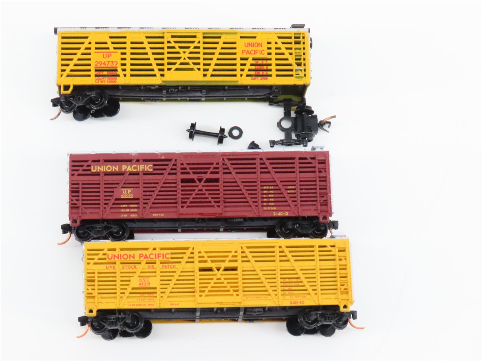 LOT of 3 N Scale Atlas & MRC OSL/UP Union Pacific Railroad Stock Cars