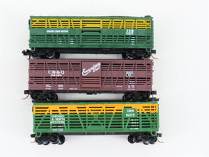 LOT of 3 N Scale Atlas & Micro-Trains MTL CNW/CB&Q/CNW Stock Cars